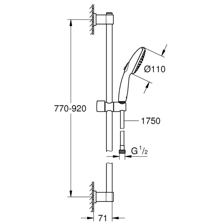Grohe Vitalio Start - Set sprchovej hlavice, tyče a hadice, 2 prúdy, matná čierna 269542431