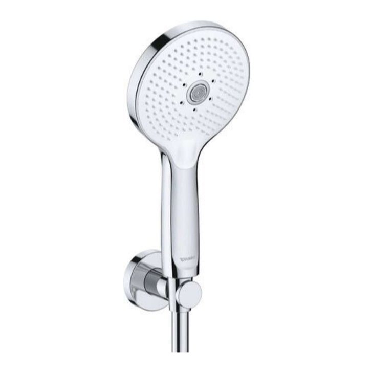 Duravit - Set sprchovej hlavice, držiaka a hadice, 3 prúdy, chróm/biela UV0712001005
