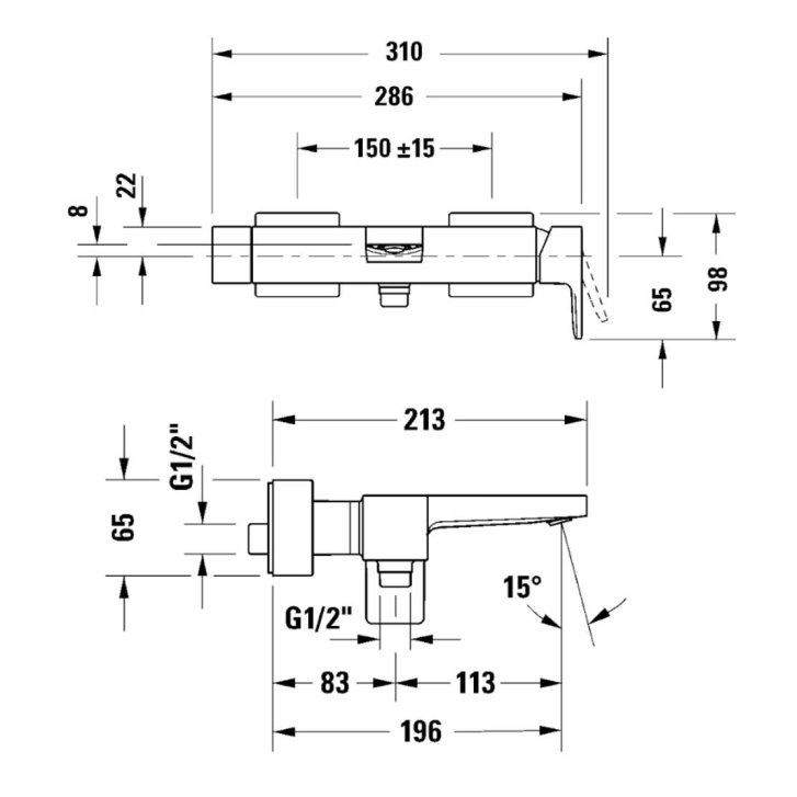 Duravit Manhattan - Vaňová batéria, matná čierna MH5230000046