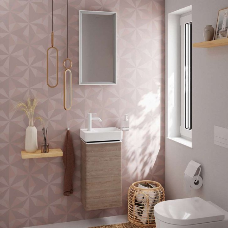 Hansgrohe Xelu Q - Umývadlová skrinka, 63x34x27 cm, 1 dvierka, pánty vľavo, prírodný dub/matná biela 54013700