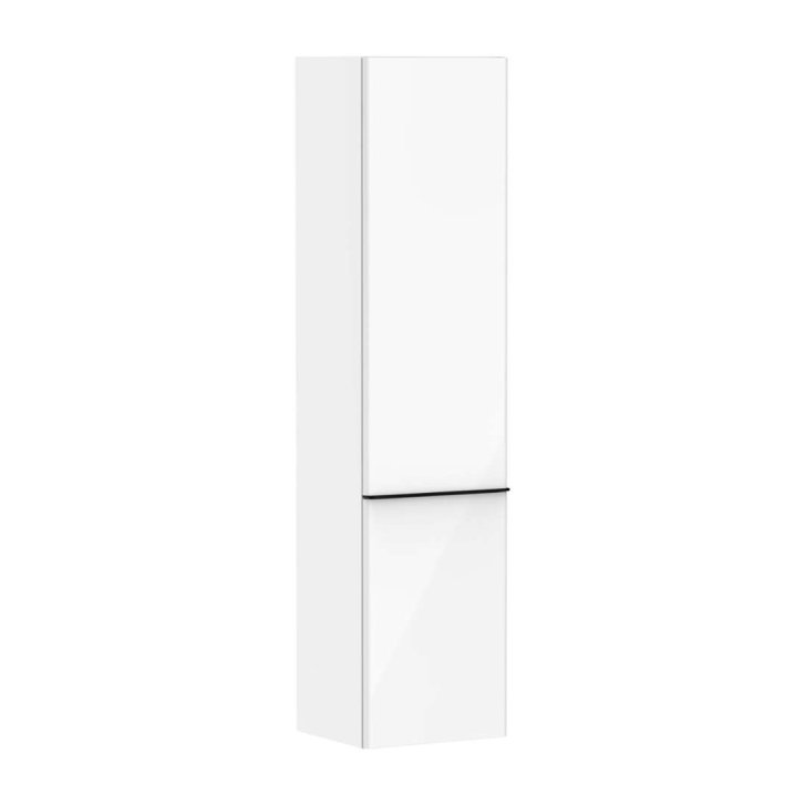 Hansgrohe Xelu Q - Vysoká skrinka 40x165x35 cm, 2 dvierka, pánty vľavo, lesklá biela/matná čierna 54135670