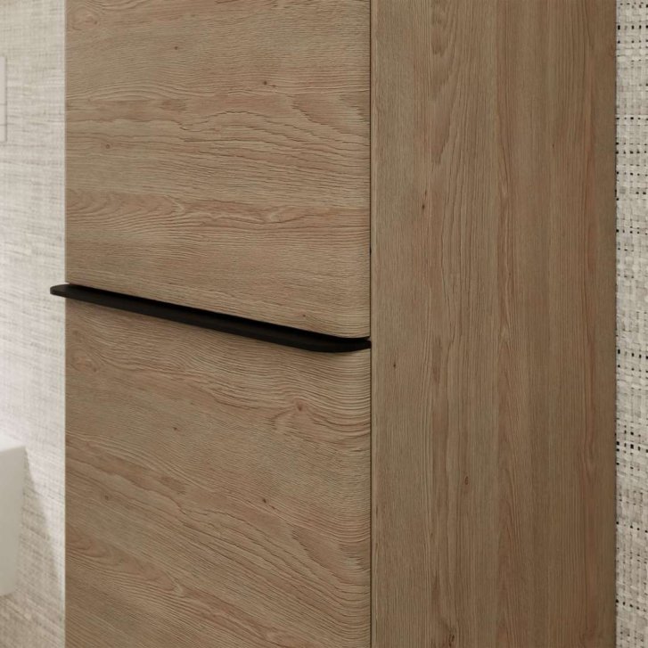 Hansgrohe Xelu Q - Vysoká skrinka 40x165x35 cm, 2 dvierka, pánty vľavo, prírodný dub/matná čierna 54137670