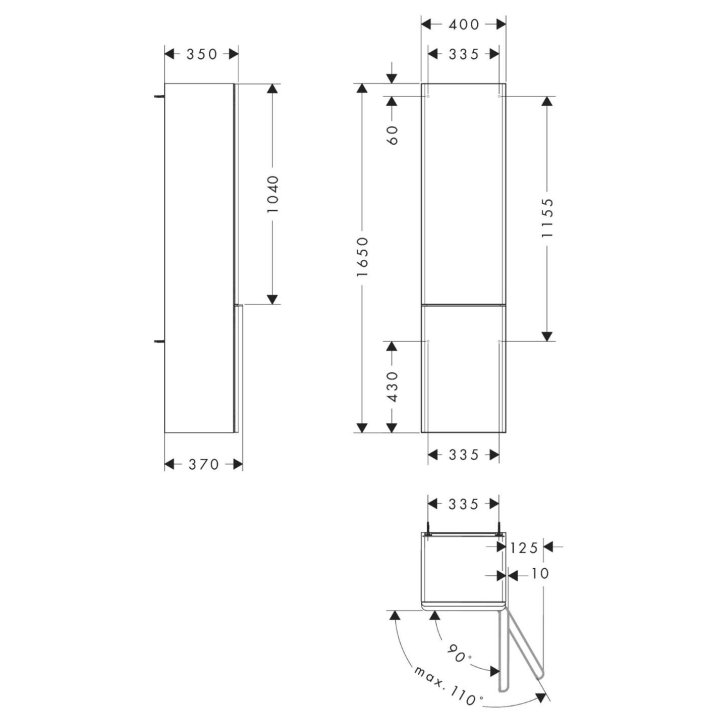 Hansgrohe Xelu Q - Vysoká skrinka 40x165x35 cm, 2 dvierka, pánty vpravo, lesklá biela/chróm 54139000