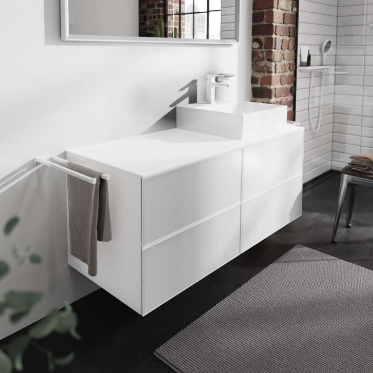 Hansgrohe Xevolos E - Doska pod umývadlo, 137x55 cm, výrez vpravo, matná biela 54206700