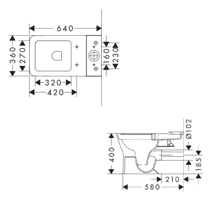 Hansgrohe EluPura Original Q - WC kombi misa, vario odpad, Rimless, biela 60137450