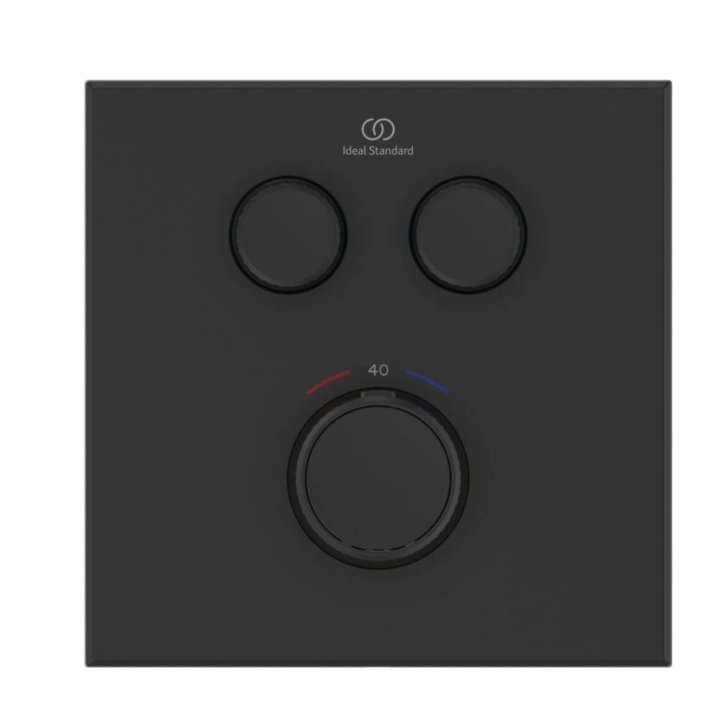 Ideal Standard CeraTherm Navigo - Termostatická sprchová batéria pod omietku na 2 spotrebiče, hodvábna čierna A7302XG