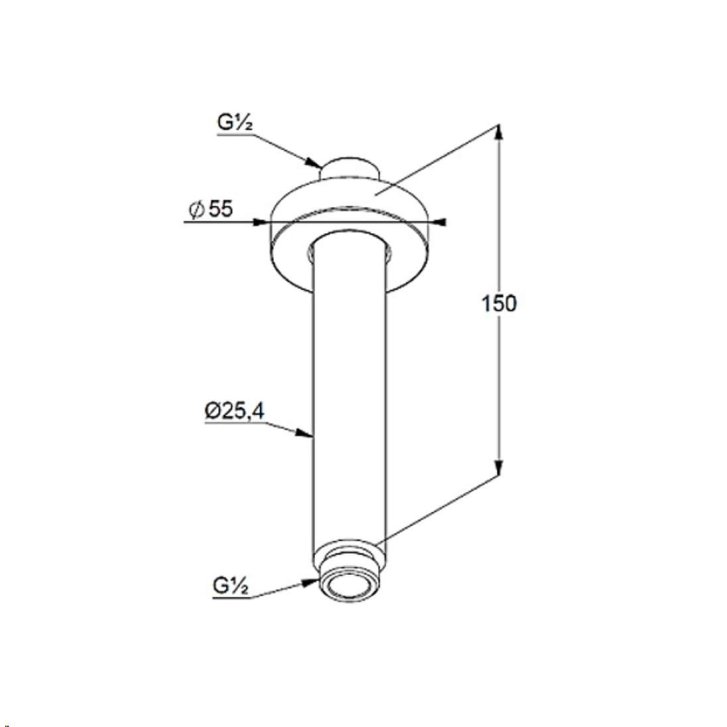 Kludi A-Qa - Sprchové rameno stropné, 15 cm, kefované zlato 66515N0-00