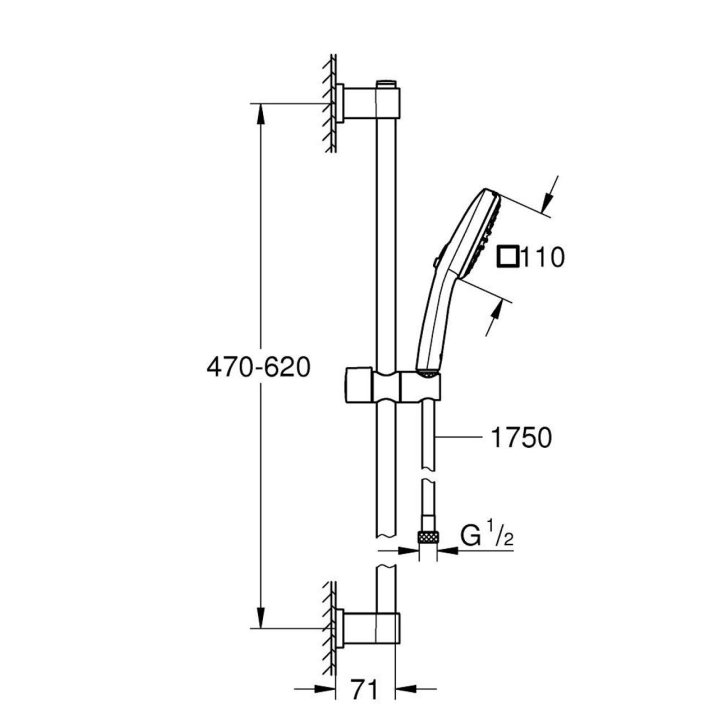 Grohe Vitalio Comfort - Set sprchovej hlavice, tyče a hadice, 2 prúdy, chróm 2639810E