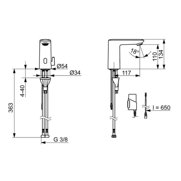 Hansa Electra - Termostatická elektronická umývadlová batéria, batériové napájanie, Bluetooth, matná čierna 9210221933