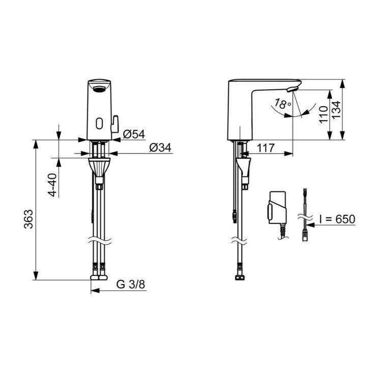 Hansa Electra - Termostatická elektronická umývadlová batéria, batériové napájanie, Bluetooth, chróm 92202219