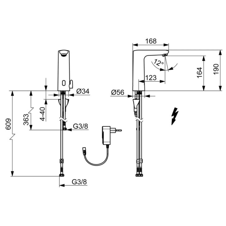 Hansa Electra - Termostatická elektronická umývadlová batéria, sieťové napájanie, Bluetooth, chróm 93631129