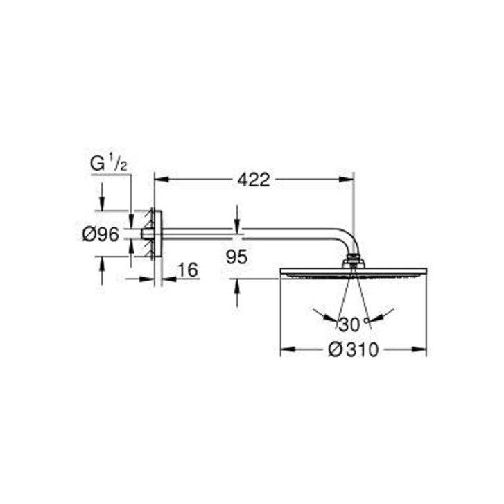 Grohe Rainshower - Hlavová sprcha Cosmopolitan, priemer 31 cm, sprchové rameno 42 cm, chróm 26257000