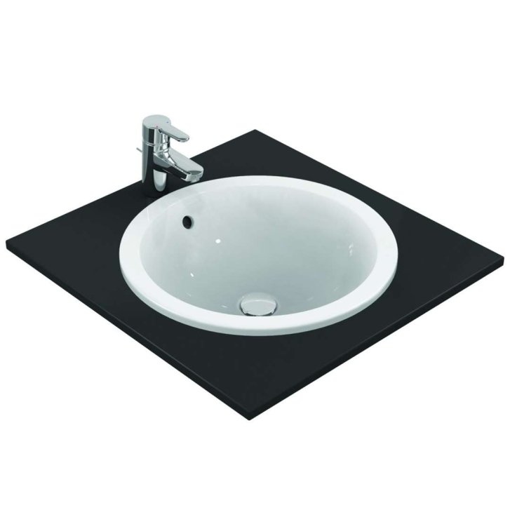 Ideal Standard Connect - Umývadlo zápustné, priemer 48 cm, s prepadom, biela E505301