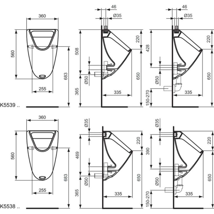 Ideal Standard Urinály - Pisoár, horný prívod vody, biela K553901