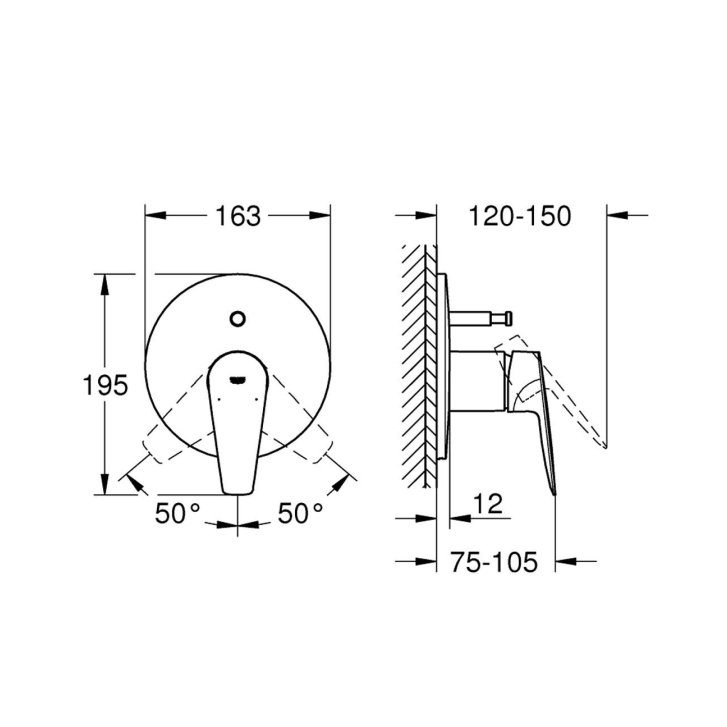 Grohe BauEdge - Batéria pod omietku, na 2 spotrebiče, chróm 29190001