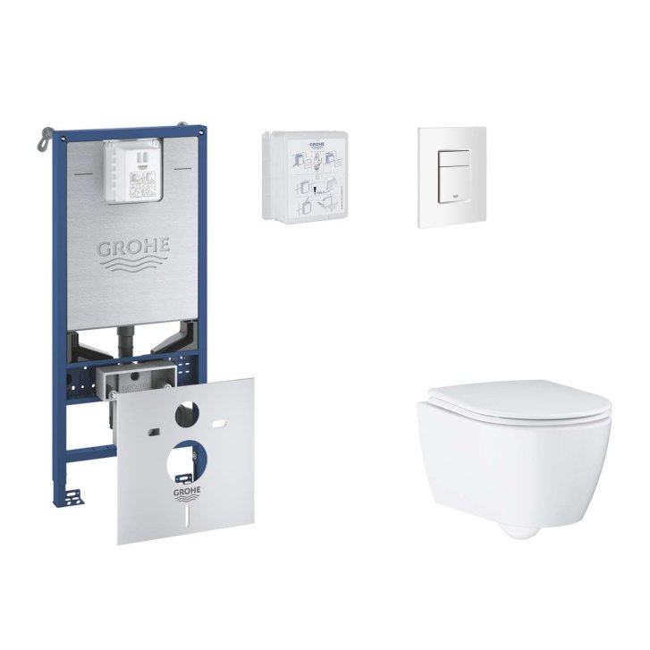 Grohe Rapid SLX - Set predstenovej inštalácie, klozetu, dosky SoftClose a tlačidla Skate Cosmopolitan, alpská biela SANI11BB3113