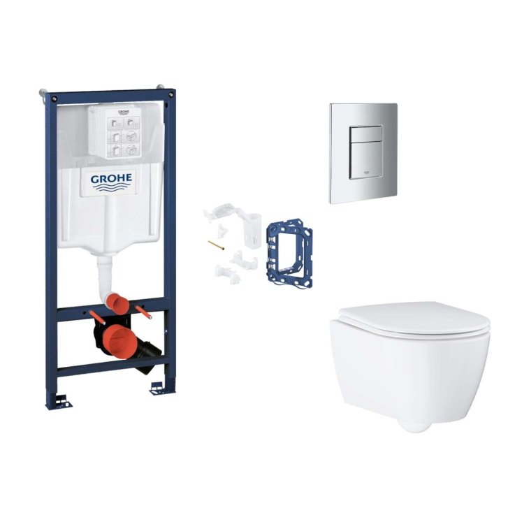 Grohe Rapid SL - Set predstenovej inštalácie, klozetu, dosky SoftClose, tlačidla Skate Cosmopolitan a súpravy na vhadzovanie tabliet, chróm SANI11BB2139