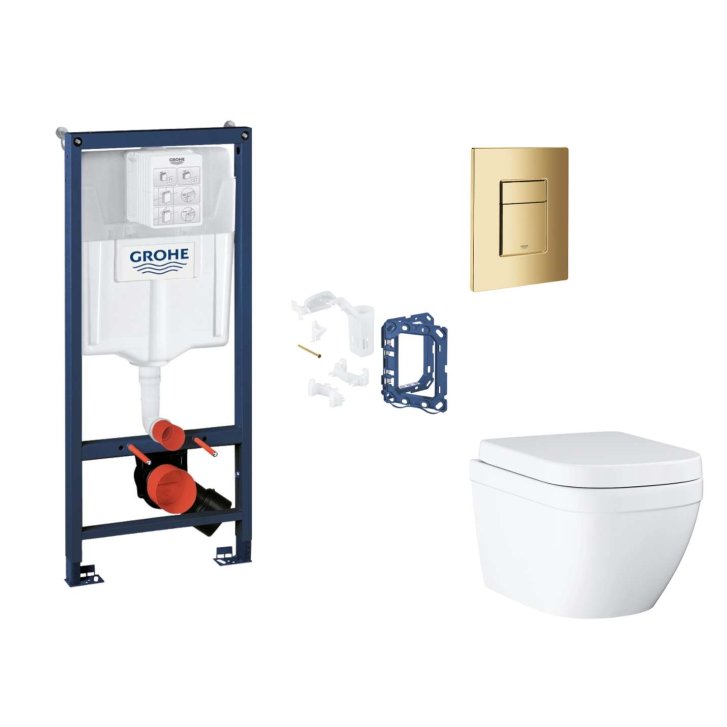 Grohe Rapid SL - Set predstenovej inštalácie, klozetu, dosky SoftClose, tlačidla Skate Cosmopolitan a súpravy na vhadzovanie tabliet, Triple Vortex, Cool Sunrise SANI11BB4157