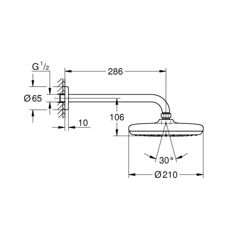 Grohe Tempesta - Hlavová sprcha 210, 1 prúd, sprchové rameno 29 cm, chróm 26411000