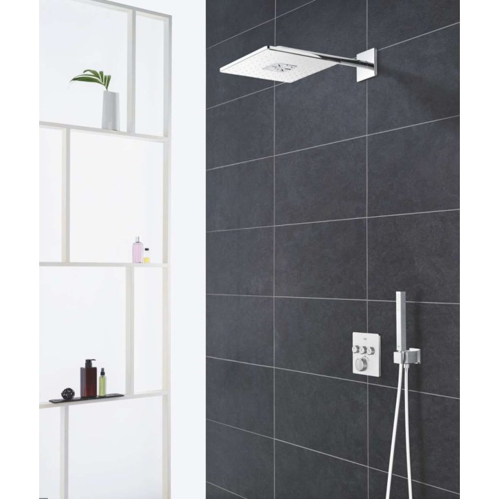 Grohe Rainshower SmartActive Cube - Hlavová sprcha 310, sprchové rameno 43 cm, 2 prúdy, mesačná biela 26479LS0