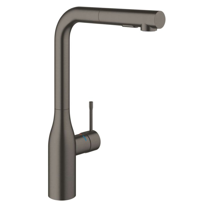 Grohe Essence - Páková drezová batéria s výsuvnou spŕškou, kefovaný tmavý grafit 30270AL0
