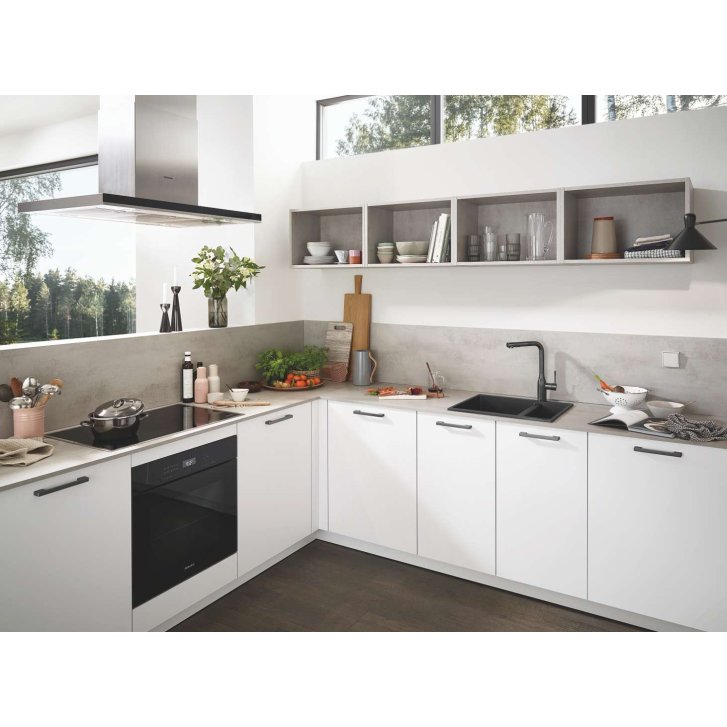 Grohe Essence - Páková drezová batéria s výsuvnou spŕškou, kefovaný tmavý grafit 30270AL0