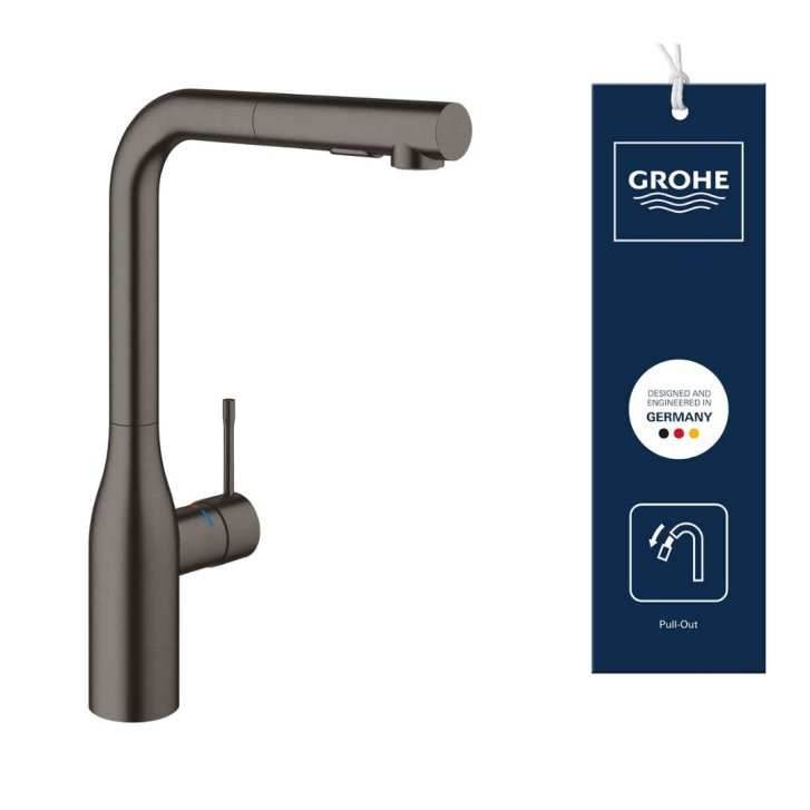 Grohe Essence - Páková drezová batéria s výsuvnou spŕškou, kefovaný tmavý grafit 30270AL0