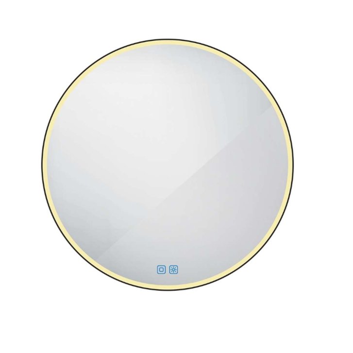 Nimco - Zrkadlo s LED osvetlením, priemer 70 cm, dotykový senzor, matná čierna ZPC 28001RVX-90