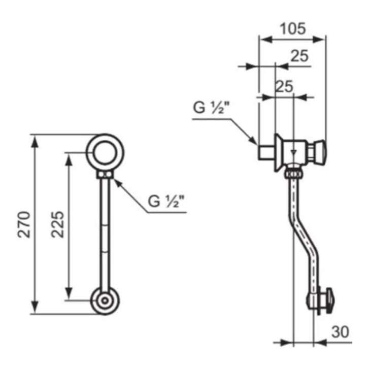 Ideal Standard Eurovit - Pisoárový tlakový splachovač s dýzou E2729AA