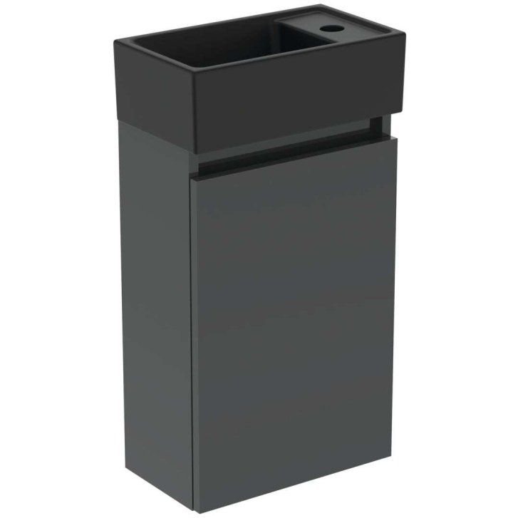 Ideal Standard Eurovit+ - Skrinka s umývadielkom, 55x35x20 cm, 1 dvierka, tmavo sivá/hodvábna čierna R0578TI