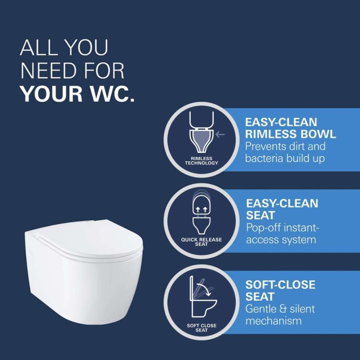 Grohe Start Round - Závesné WC s doskou SoftClose, Rimless, alpská biela 103848SH00