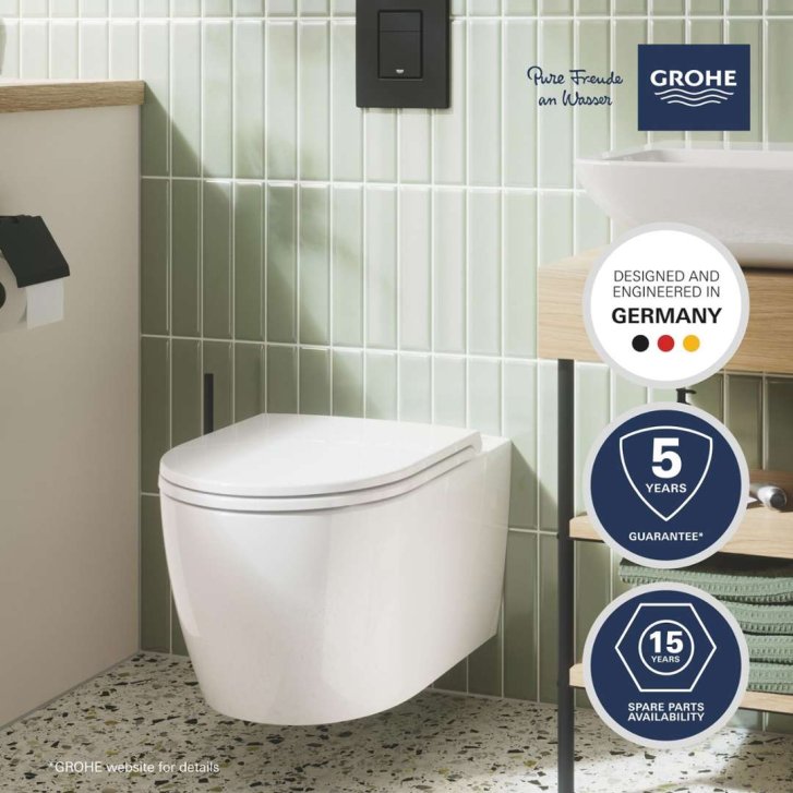 Grohe Start Round - Závesné WC s doskou SoftClose, Rimless, alpská biela 103848SH00