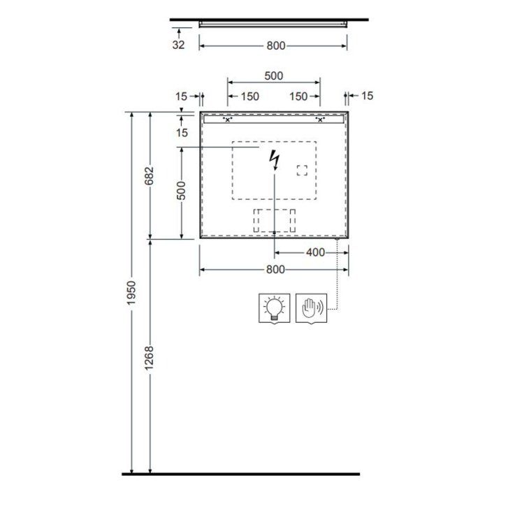 Kludi Luma - Zrkadlo s LED osvetlením a vyhrievaním, 80x68 cm, dotykový senzor 17SP0600