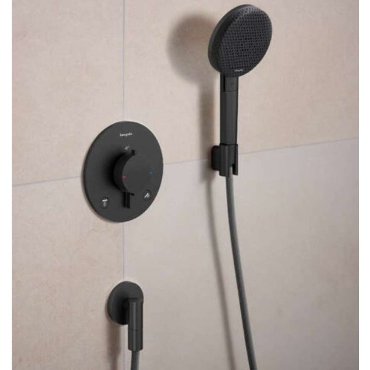 Hansgrohe FixFit Fine S - Nástenné kolienko, kefovaný čierny chróm 28882340