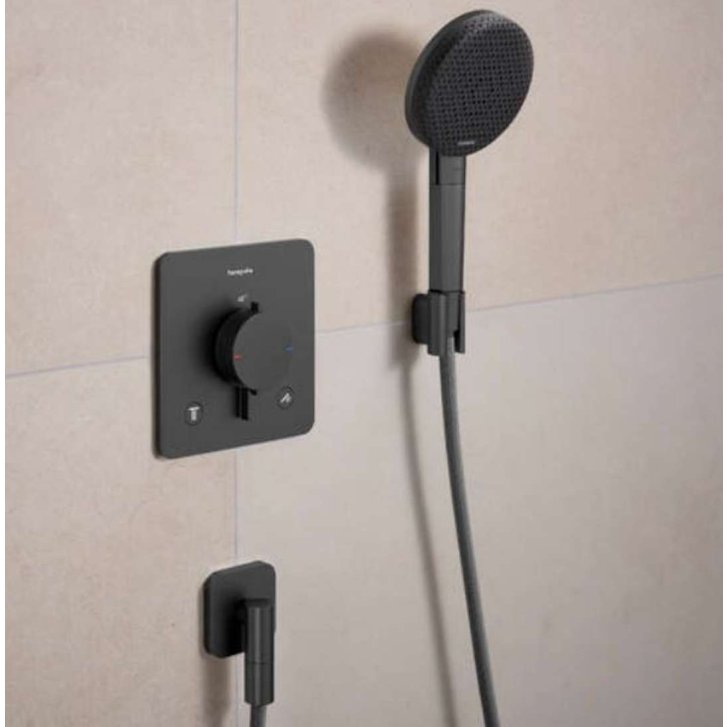 Hansgrohe FixFit Fine Q - Nástenné kolienko, kefovaný čierny chróm 28884340