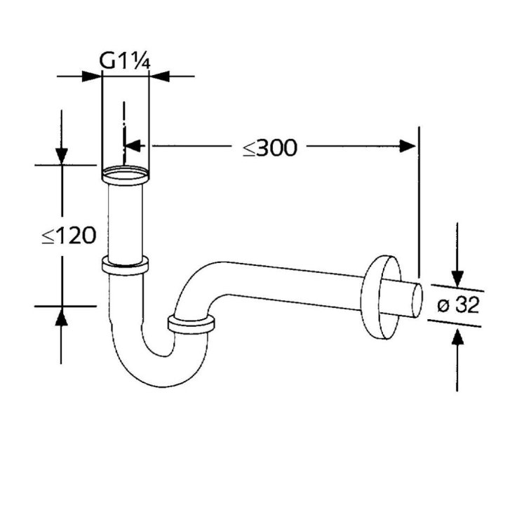 Kludi - Rúrkový sifón, štandardný model 1 1/4, chróm 1026505-00