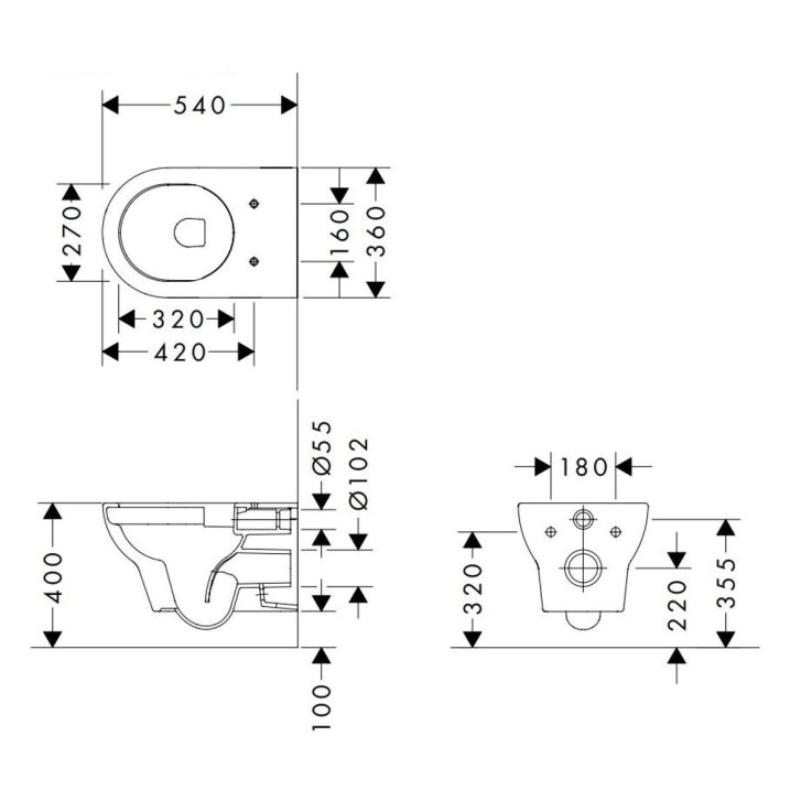 Hansgrohe GladeLake S - Závesné WC, AquaChannel Flush, Rimless, EcoSmart, biela 60106450