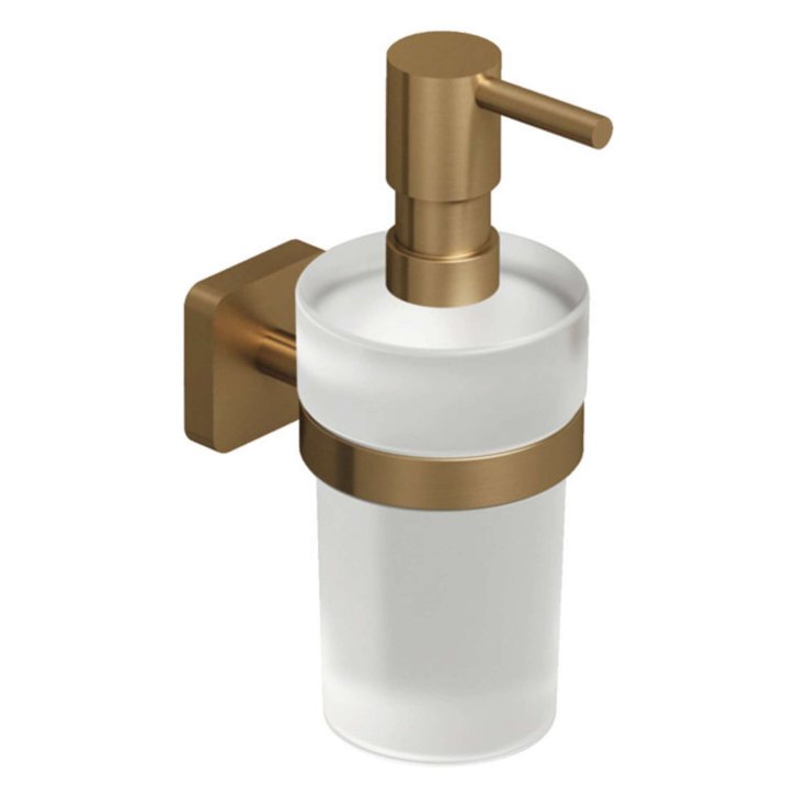 Kludi Vela S - Dávkovač mydla s držiakom, sklo/kefovaný bronz 25976N1