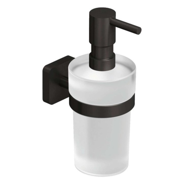 Kludi Vela S - Dávkovač mydla s držiakom, sklo/brúsený Gunmetal 25976N2