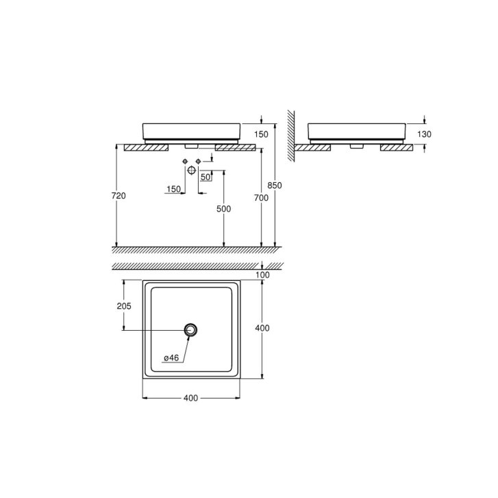 Grohe Cube Ceramic - Umývadlo bez prepadu, 40x40 cm, PureGuard, alpská biela 3948200H