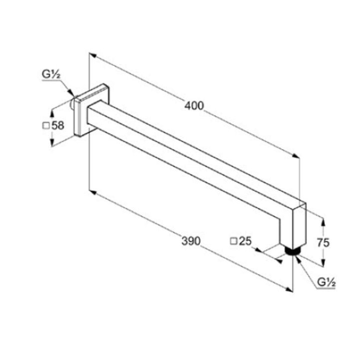 Kludi A-Qa - Sprchové rameno, 40 cm, chróm 6654405-00