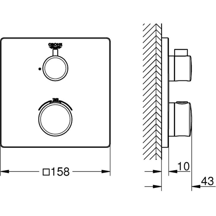 Grohe Grohtherm - Termostatická sprchová batéria pod omietku, chróm 24078000
