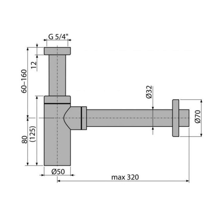 Alca - Sifón umývadlový DN32 DESIGN celokovový, bronz/antic A400ANTIC