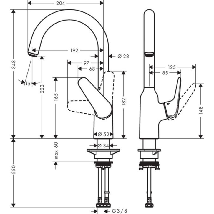 Hansgrohe Focus M42 - Drezová batéria M421-H220, vzhľad nehrdzavejúcej ocele 71802800