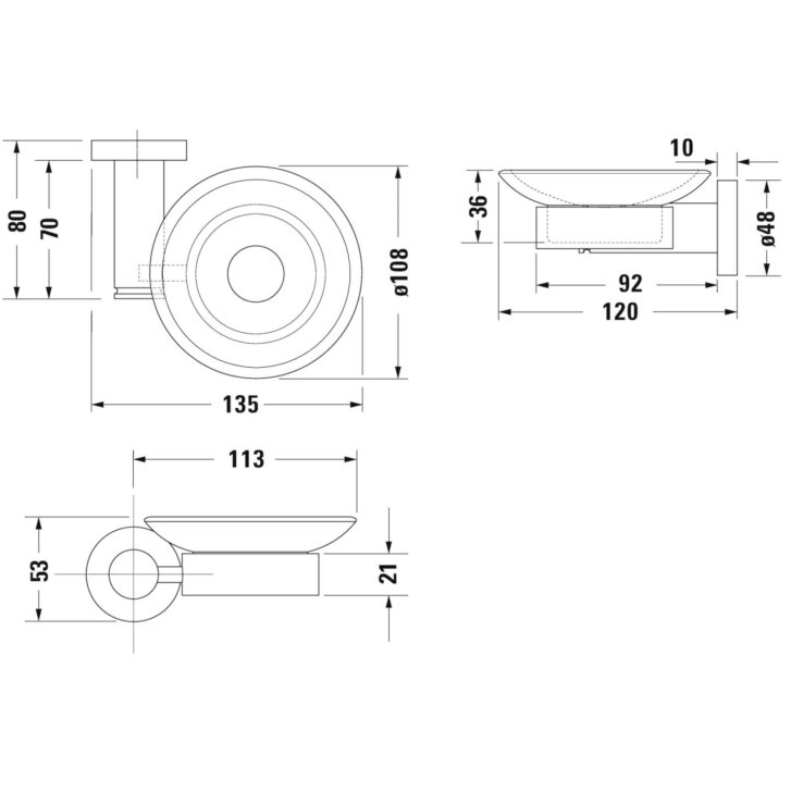 Duravit D-Code - Mydlovnička s držiakom, pravá, mliečna sklo/chróm 0099181000