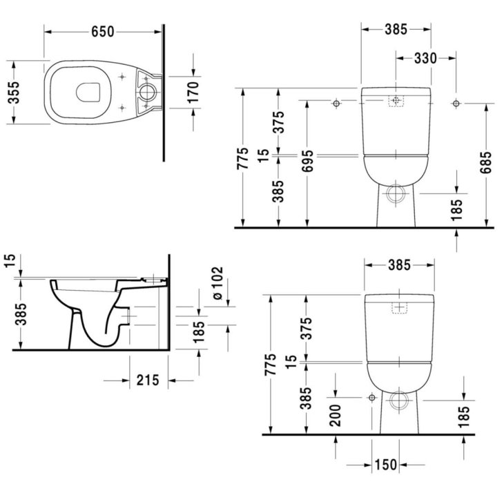 Duravit D-Code - WC kombi misa, Vario odpad, biela 21180900002