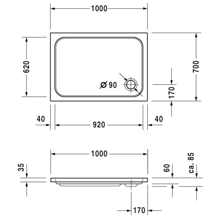 Duravit D-Code - Sprchová vanička 100x70 cm, alpská biela 720093000000000