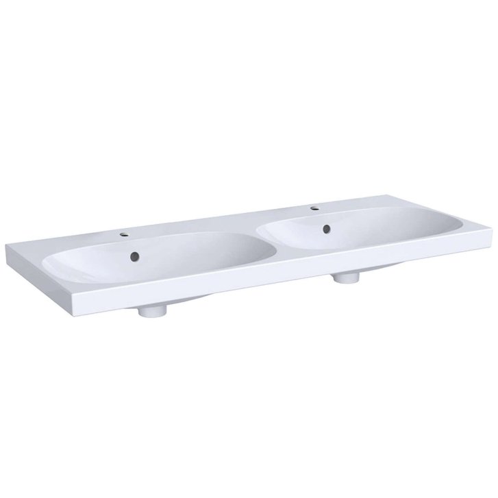 Geberit Acanto - Dvojumývadlo 120x48 cm, 2 otvory na batérie, s prepadom, biela 500.627.01.2