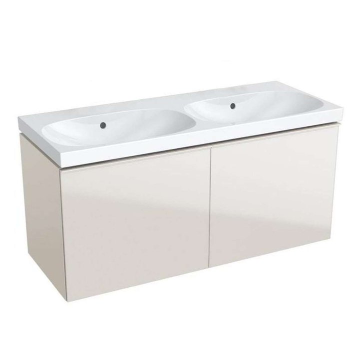 Geberit Acanto - Dvojumývadlo 120x48 cm, 2 otvory na batérie, s prepadom, biela 500.627.01.2