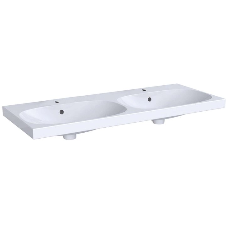 Geberit Acanto - Dvojumývadlo 120x48 cm, 2 otvory na batérie, s prepadom, s KeraTect, biela 500.627.01.8